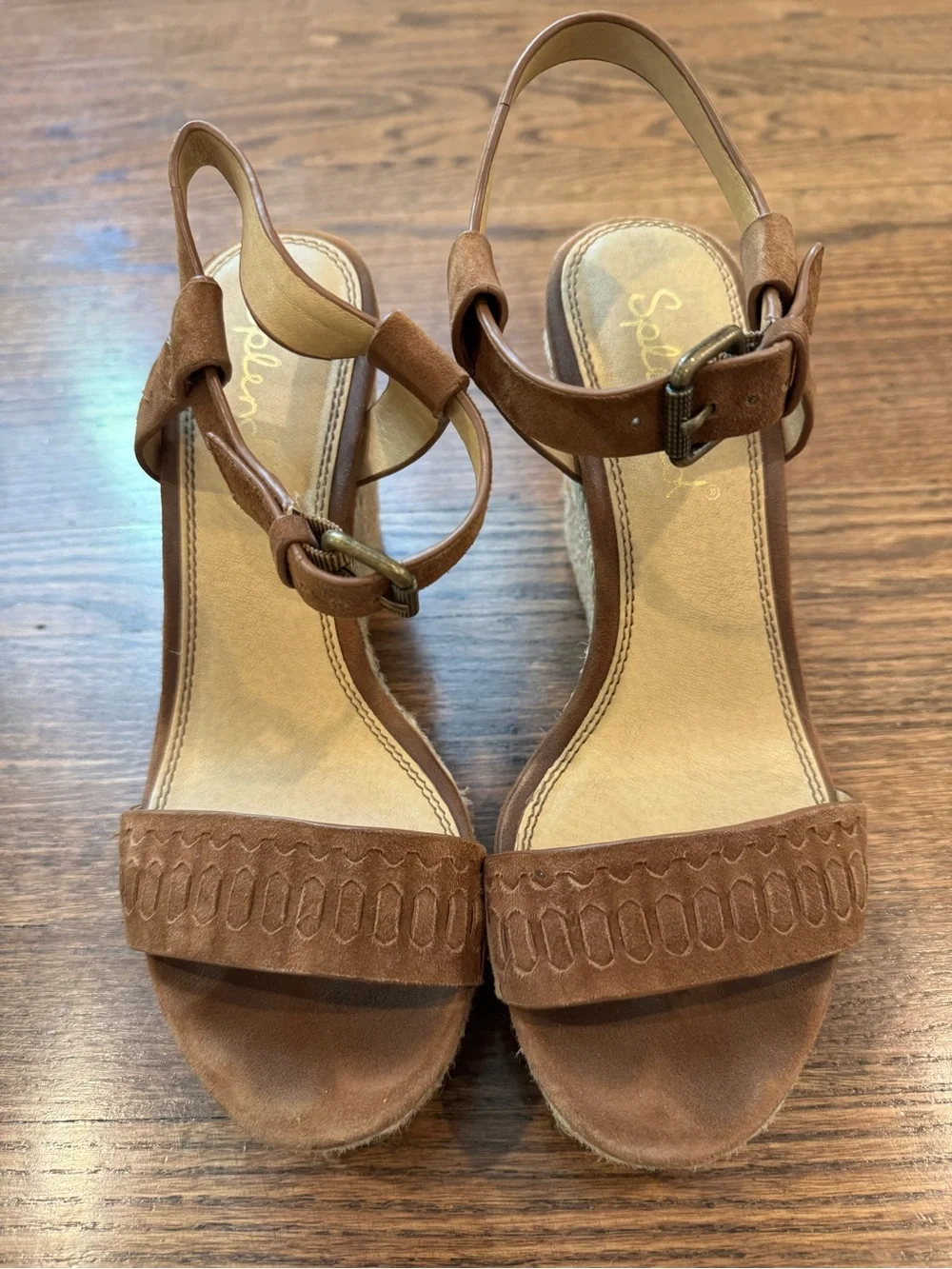Splendid Brown Suede Ankle-Strap Wedge Sandals